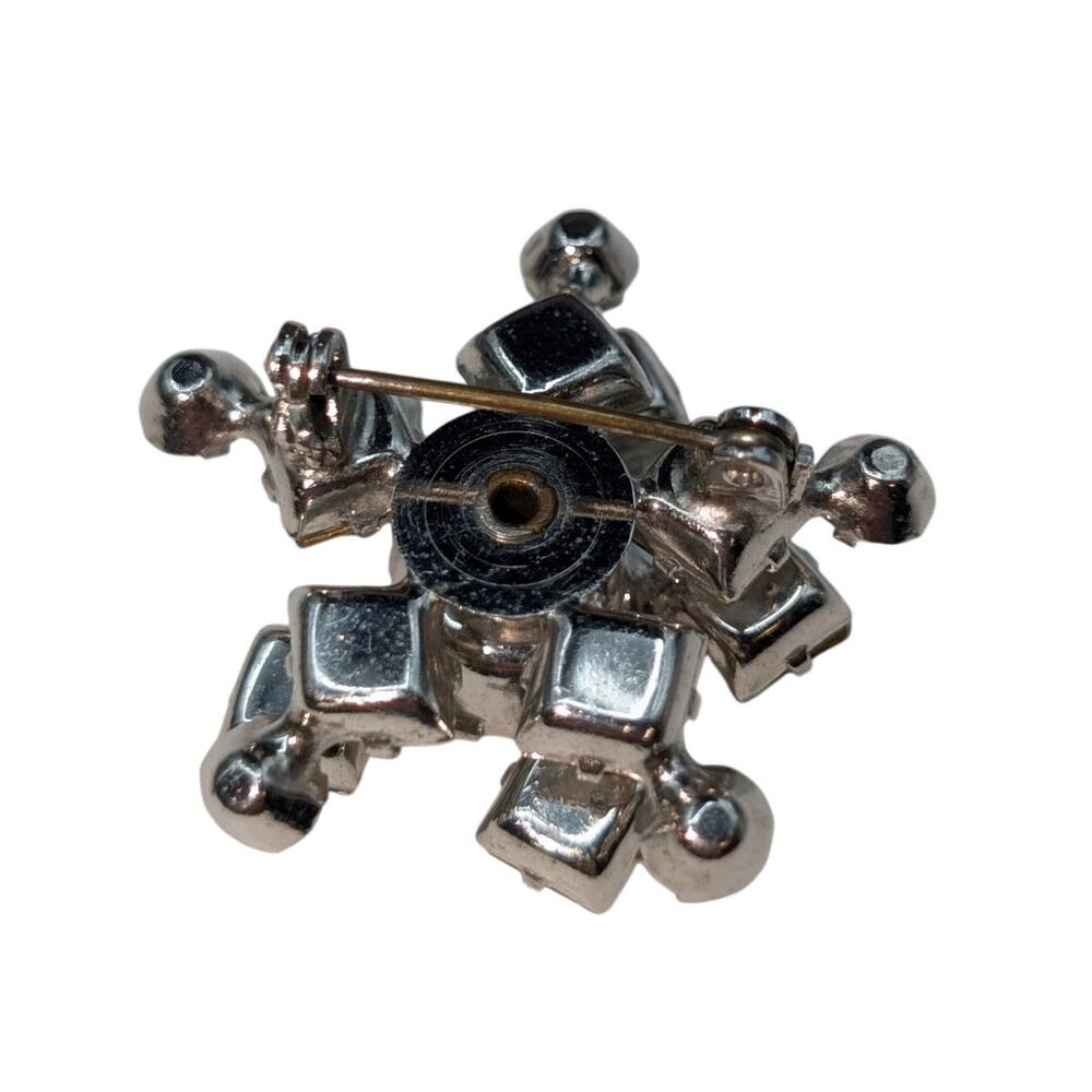 Vintage Flower Pinwheel Rhinestone Brooch - Picture 4 of 7